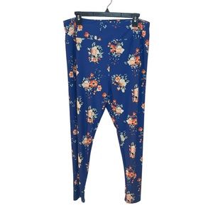 LuLaRoe Blue Floral Legging Size TC2